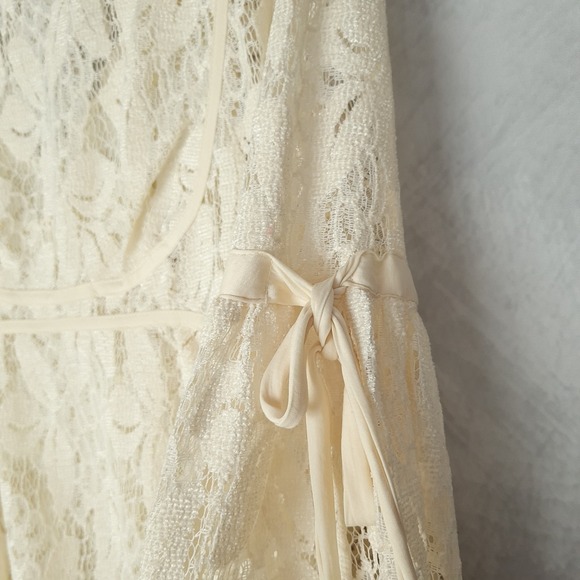 Free People Dress Womens 0 Lace Boho Peasant Long Sleeve Mini Ruffle - Picture 5 of 16